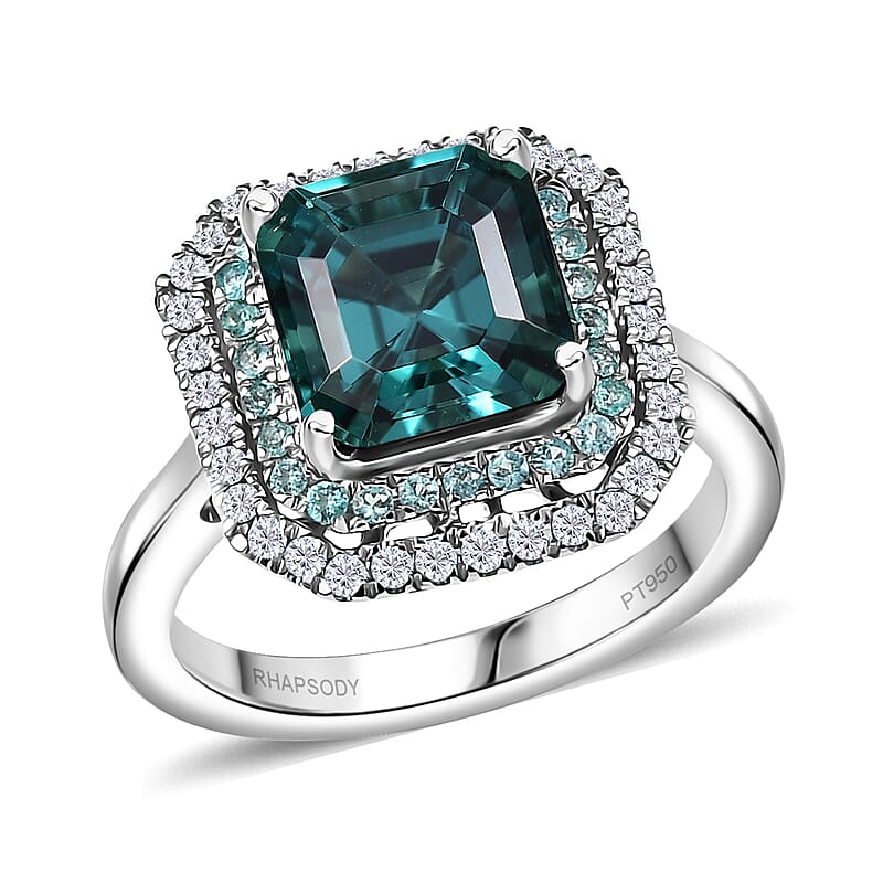 Certified & Appraised Rhapsody 950 Platinum AAAA Pirineu Lagoon Tourmaline, Paraiba Tourmaline and Diamond (E-F, VS2) Ring (Size 11.0) (8.30 g) 5.15 ctw