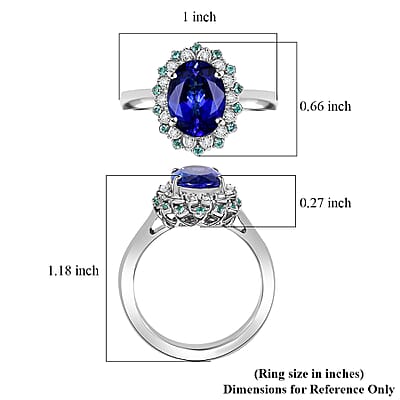 Certified & Appraised Rhapsody AAAA Tanzanite, Paraiba Tourmaline and E-F VS2 Diamond 3.55 ctw Ring in 950 Platinum (Size 6.0) 10.90 Grams
