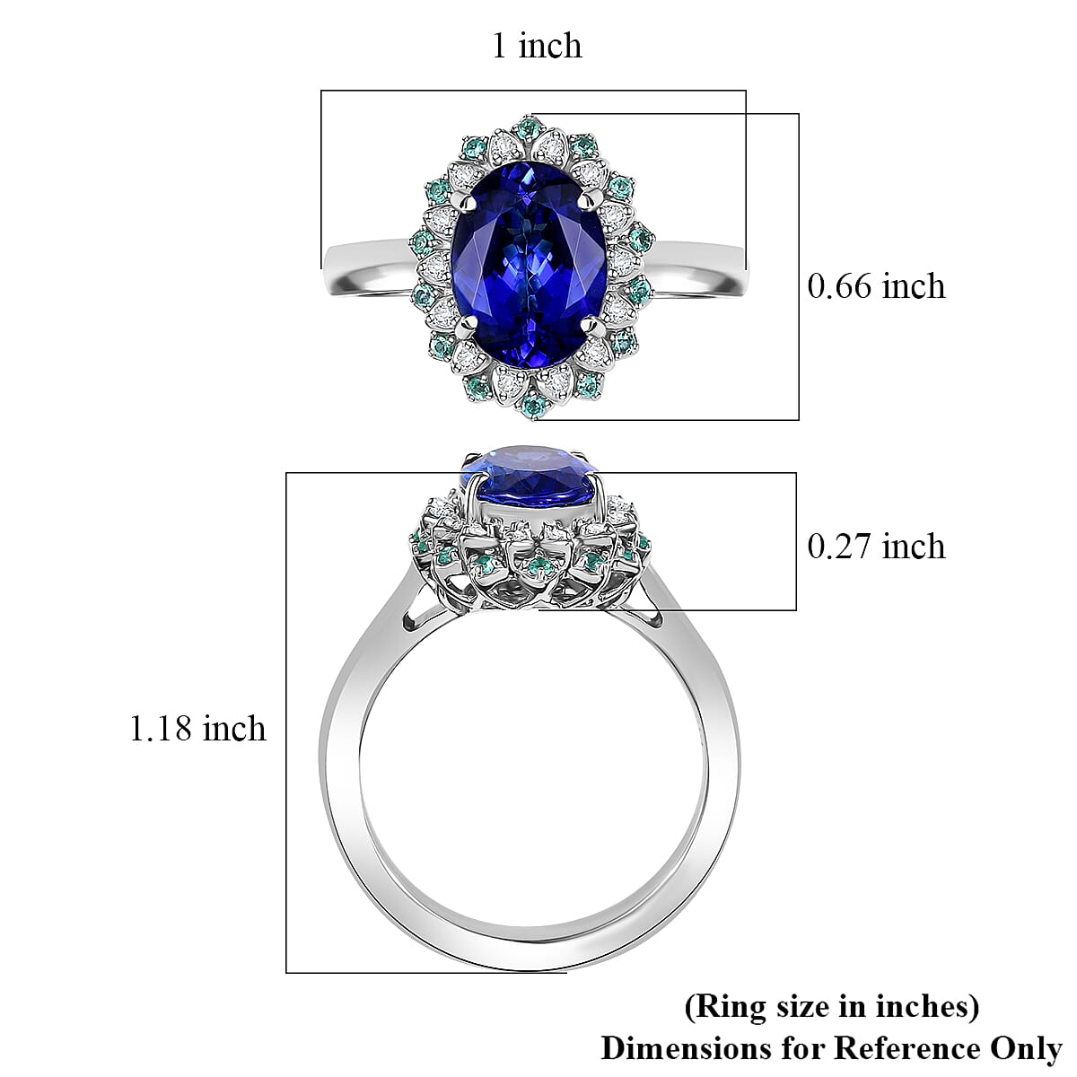 Certified & Appraised Rhapsody AAAA Tanzanite, Paraiba Tourmaline and E-F VS2 Diamond 3.55 ctw Ring in 950 Platinum (Size 7.0) 10.90 Grams image number 5
