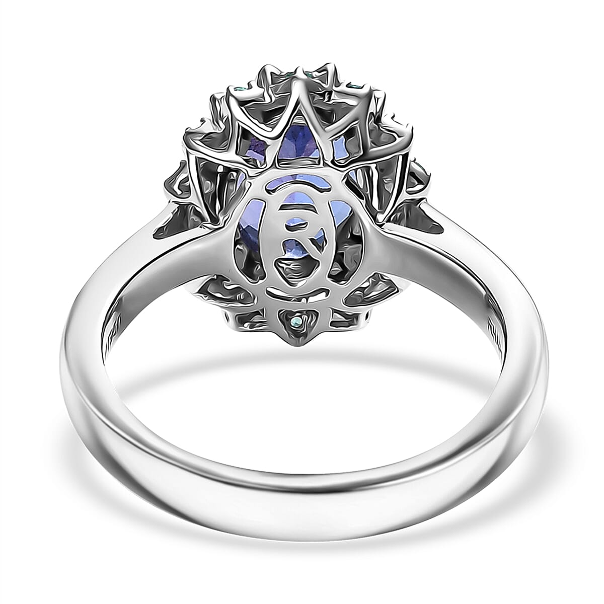 Certified & Appraised Rhapsody AAAA Tanzanite, Paraiba Tourmaline and E-F VS2 Diamond 3.55 ctw Ring in 950 Platinum (Size 9.0) 10.90 Grams image number 4