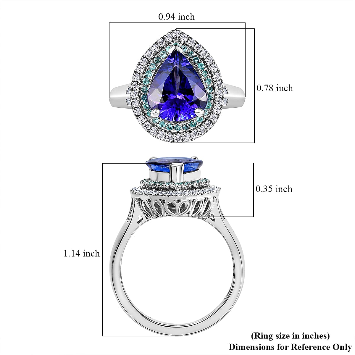 Rhapsody 950 Platinum AAAA Tanzanite, Paraiba Tourmaline and Diamond (E-F, VS2) (0.51 cts) Ring (Size 10.0) (9.60 g) 4.50 ctw image number 5