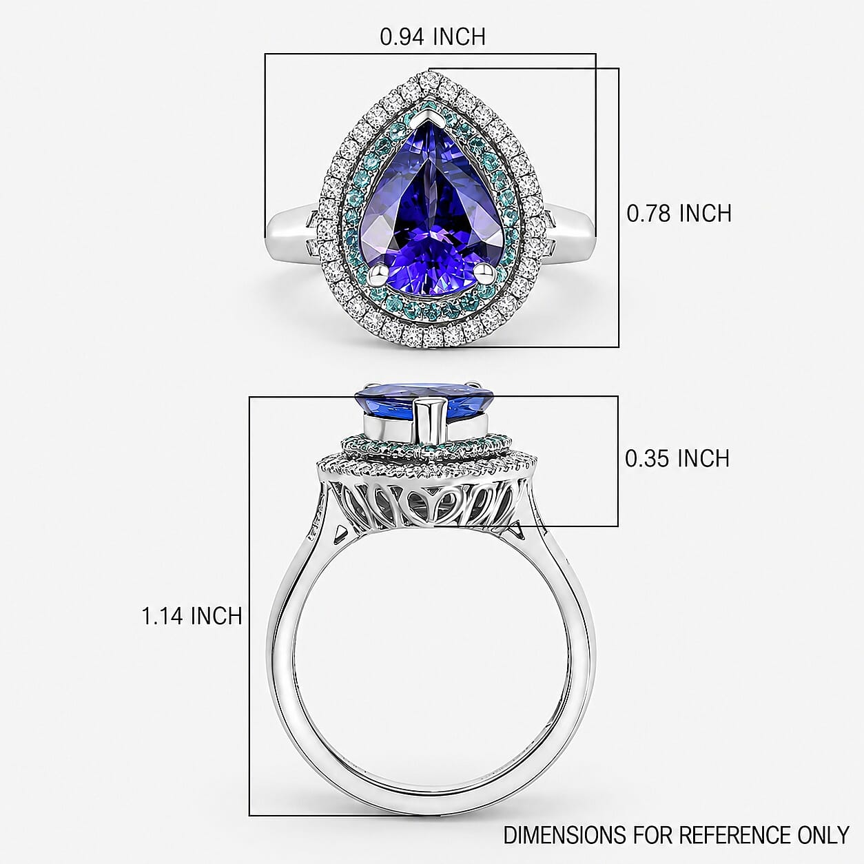 Certified & Appraised Rhapsody 950 Platinum AAAA Tanzanite, Paraiba Tourmaline and Diamond (E-F, VS2) (0.51 cts) Ring (Size 10.0) (9.60 g) 4.50 ctw