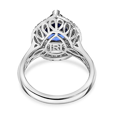 Certified & Appraised Rhapsody 950 Platinum AAAA Tanzanite, Paraiba Tourmaline and Diamond (E-F, VS2) (0.51 cts) Ring (Size 11.0) (9.60 g) 4.50 ctw