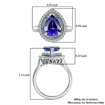 Certified & Appraised Rhapsody AAAA Tanzanite, Paraiba Tourmaline and E-F VS2 Diamond 4.50 ctw Ring in 950 Platinum (Size 8.0) 9.60 Grams