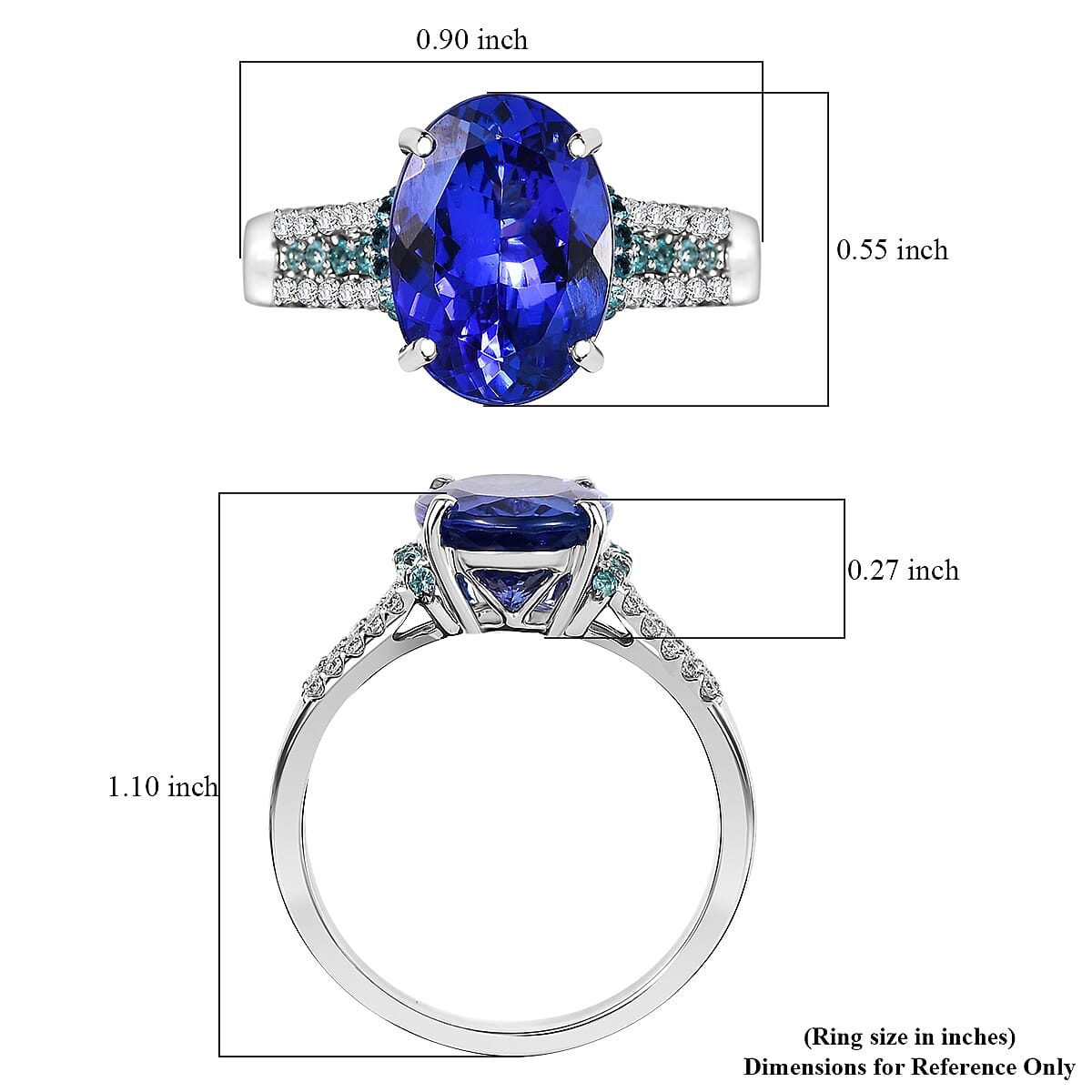 Certified & Appraised Rhapsody AAAA Tanzanite, Paraiba Tourmaline and E-F VS2 Diamond 5.15 ctw Ring in 950 Platinum (Size 9.0) 6.50 Grams image number 5