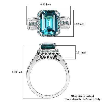 Certified & Appraised Rhapsody AAAA Lagoon Tourmaline, Paraiba Tourmaline and E-F VS2 Diamond 6.15 ctw Ring in 950 Platinum (Size 10.0) 9.40 Grams
