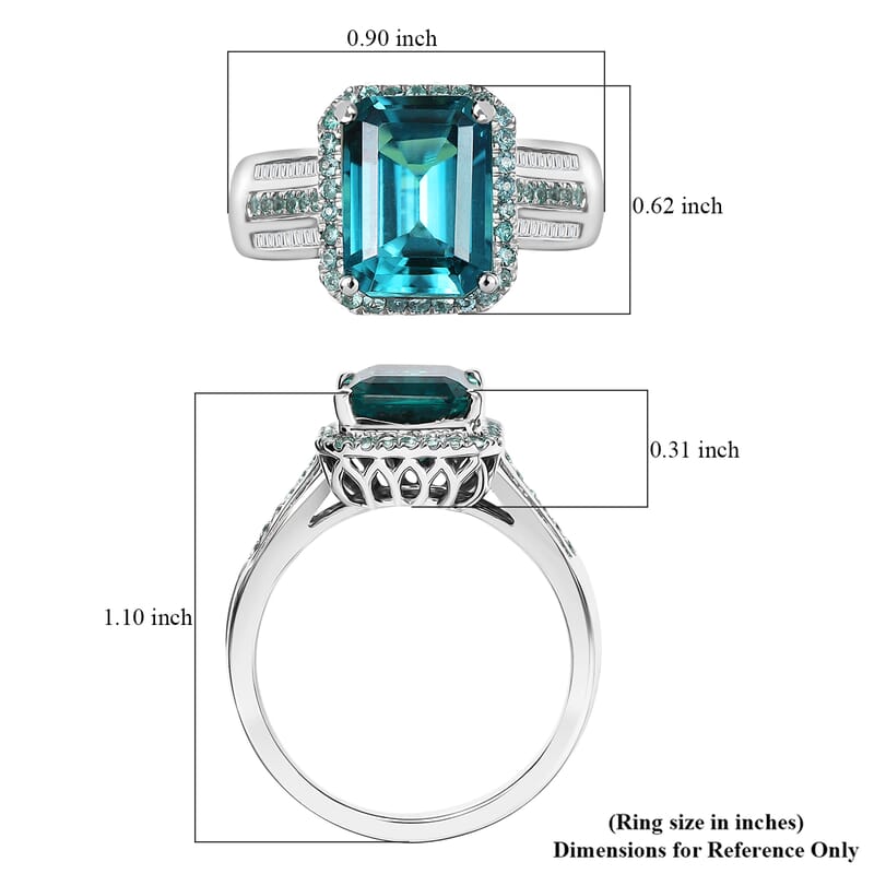 Certified & Appraised Rhapsody AAAA Lagoon Tourmaline, Paraiba Tourmaline and E-F VS2 Diamond 6.15 ctw Ring in 950 Platinum (Size 10.0) 9.40 Grams