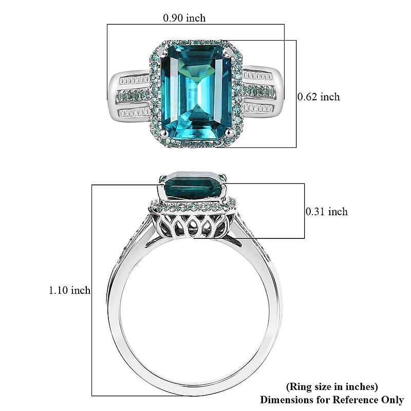 Certified & Appraised Rhapsody AAAA Lagoon Tourmaline, Paraiba Tourmaline and E-F VS2 Diamond 6.15 ctw Ring in 950 Platinum (Size 10.0) 9.40 Grams