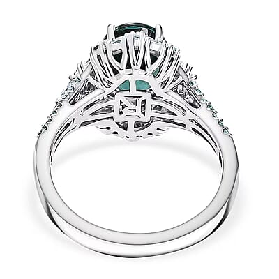 Certified & Appraised Rhapsody 950 Platinum AAAA Pirineu Lagoon Tourmaline, Paraiba Tourmaline and Diamond (E-F, VS2) (0.45 cts) Ring (Size 5.0) (9 g) 4.40 ctw