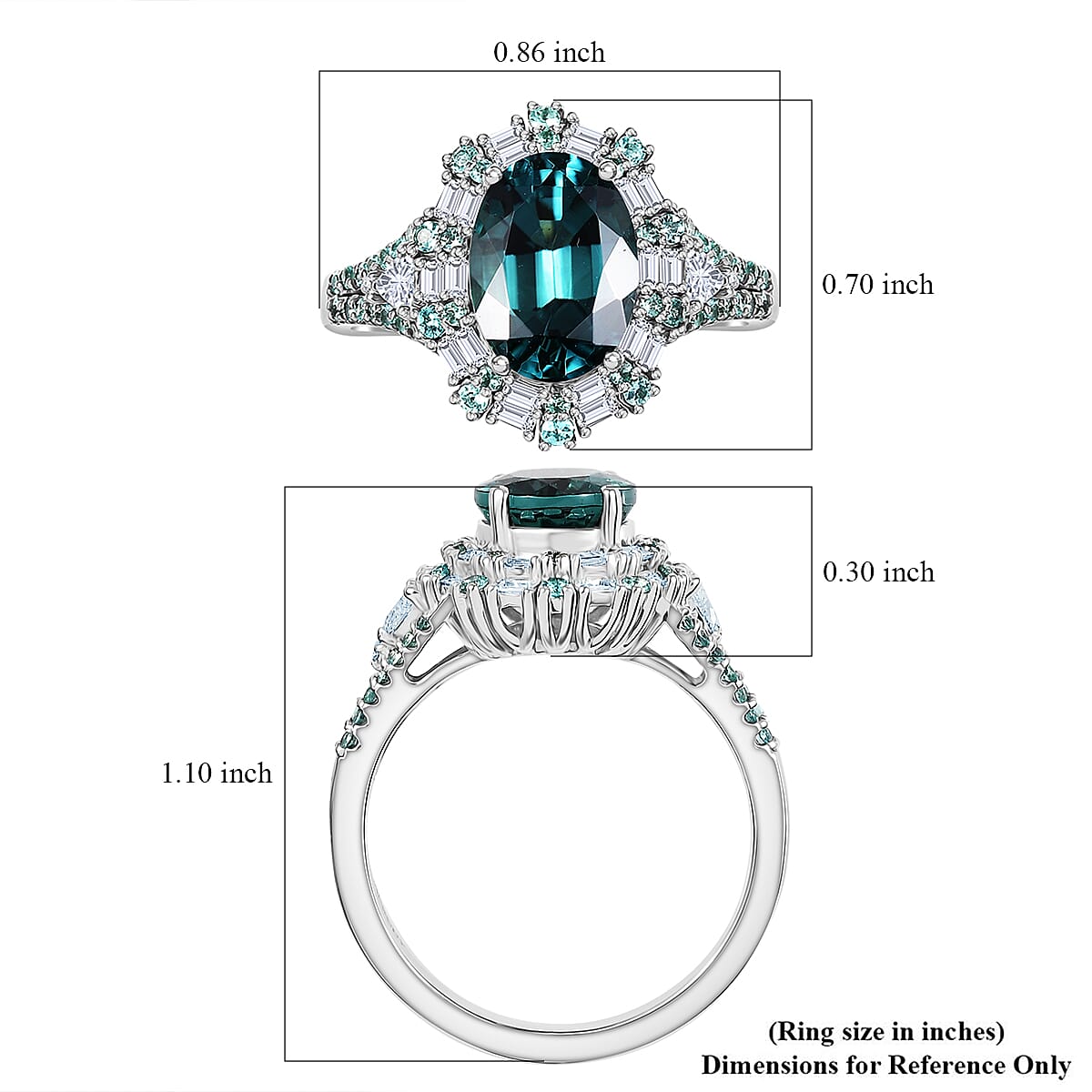 Certified & Appraised Rhapsody AAAA Pirineu Lagoon Tourmaline, Paraiba Tourmaline and E-F VS2 Diamond 4.40 ctw Ring in 950 Platinum (Size 8.0) 9 Grams image number 5