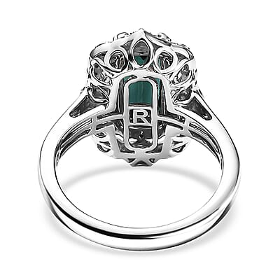 Certified & Appraised Rhapsody 950 Platinum AAAA Monte Belo Indicolite, Paraiba Tourmaline and Diamond (E-F, VS2) (0.64 cts) Ring (Size 10.0) (10.28 g) 3.50 ctw
