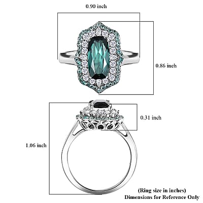 Certified & Appraised Rhapsody 950 Platinum AAAA Monte Belo Indicolite, Paraiba Tourmaline and Diamond (E-F, VS2) (0.64 cts) Ring (Size 10.0) (10.28 g) 3.50 ctw