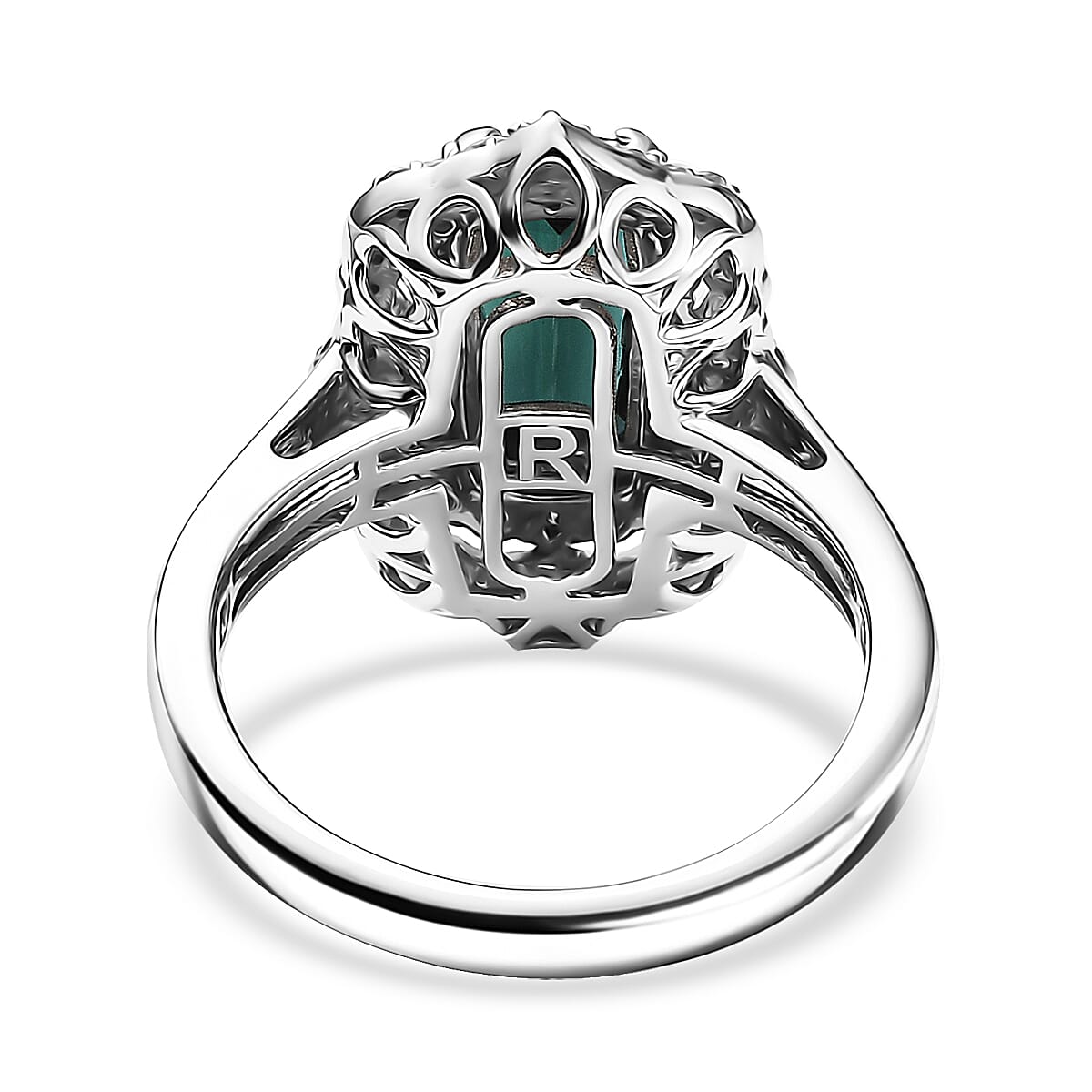 Rhapsody 950 Platinum AAAA Monte Belo Indicolite, Paraiba Tourmaline and Diamond (E-F, VS2) (0.64 cts) Ring (Size 7.5) (10.28 g) 3.50 ctw image number 4