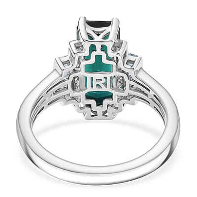 Certified & Appraised Rhapsody AAAA Monte Belo Indicolite, Paraiba Tourmaline and Diamond E-F VS 4.00 ctw Ring in 950 Platinum (Size 10.0) 7.80 Grams