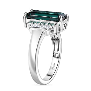 Certified & Appraised Rhapsody AAAA Monte Belo Indicolite, Paraiba Tourmaline and E-F VS Diamond 4.00 ctw Ring in 950 Platinum (Size 9.0) 7.80 Grams