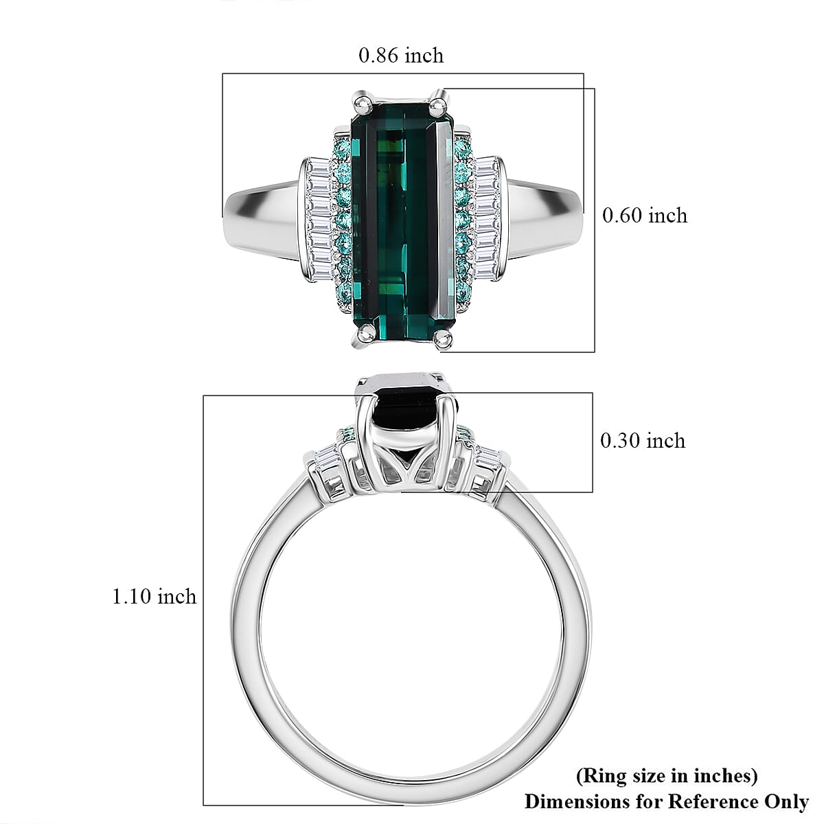Certified & Appraised Rhapsody AAAA Monte Belo Indicolite, Paraiba Tourmaline and E-F VS Diamond 4.00 ctw Ring in 950 Platinum (Size 9.0) 7.80 Grams image number 5
