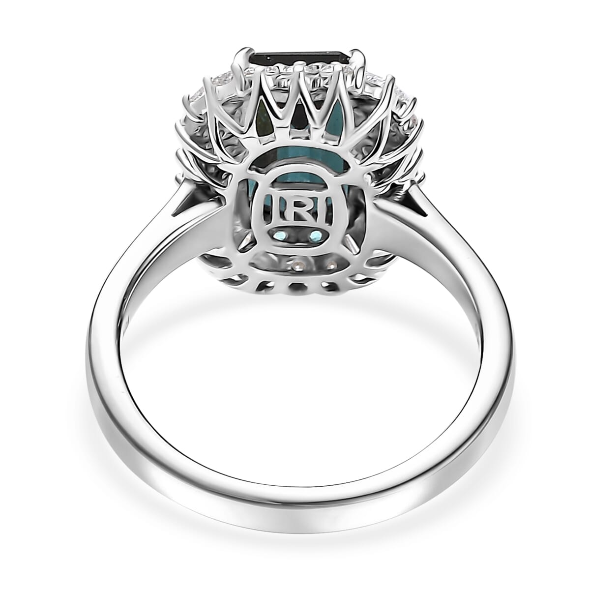 Certified & Appraised Rhapsody 950 Platinum AAAA Monte Belo Indicolite, AAAA Paraiba Tourmaline, Diamond (E-F, VS2) (0.65 cts) Ring (Size 10.0) 3.65 ctw image number 4