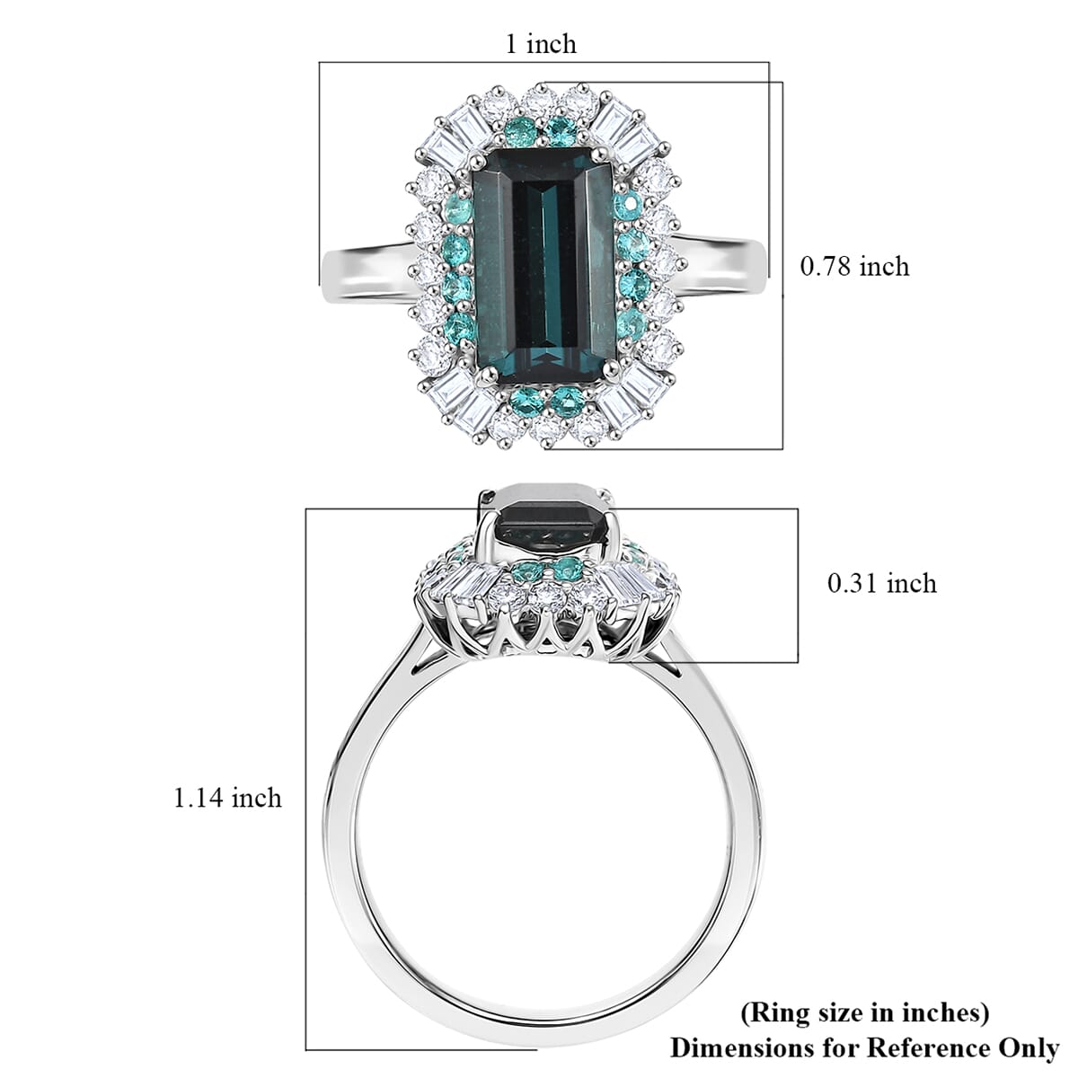 Certified & Appraised Rhapsody 950 Platinum AAAA Monte Belo Indicolite, AAAA Paraiba Tourmaline, Diamond (E-F, VS2) (0.65 cts) Ring (Size 10.0) 3.65 ctw image number 5