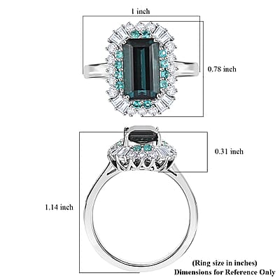 Certified & Appraised Rhapsody 950 Platinum AAAA Monte Belo Indicolite, AAAA Paraiba Tourmaline, Diamond (E-F, VS2) (0.65 cts) Ring (Size 10.0) 3.65 ctw