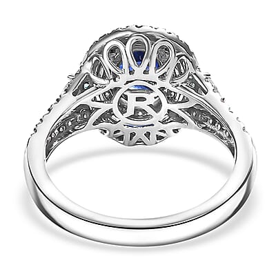 Certified & Appraised Rhapsody AAAA Ceylon Blue Sapphire, Paraiba Tourmaline and E-F VS Diamond 3.00 ctw Ring in 950 Platinum (Size 7.0) 9 Grams