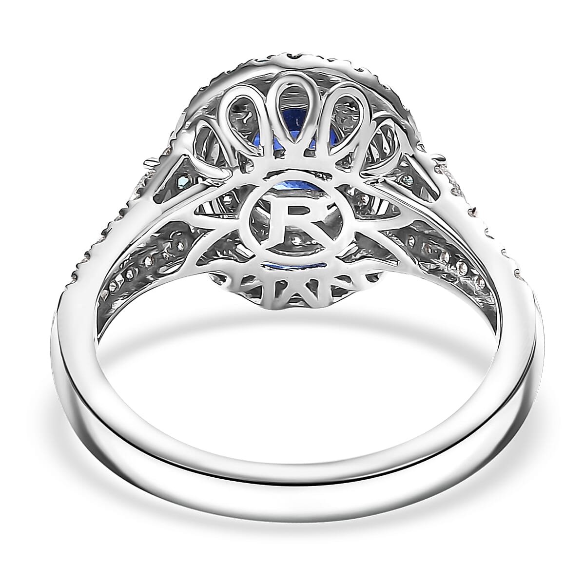 Certified & Appraised Rhapsody AAAA Ceylon Blue Sapphire, Paraiba Tourmaline and E-F VS Diamond 3.00 ctw Ring in 950 Platinum (Size 8.0) 9 Grams image number 4