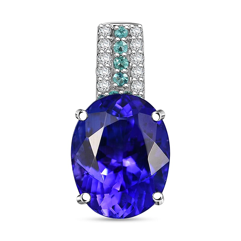 Rhapsody Certified AAAA Tanzanite Paraiba Tourmaline Diamond E-F VS2 Pendant in 950 Platinum 5.00 ctw