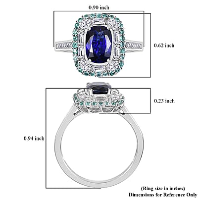 Rhapsody 950 Platinum AAAA Ceylon Blue Sapphire, Paraiba Tourmaline and Diamond (E-F, VS) (0.72 cts) Ring (Size 4.0) (6.80 g) 3.50 ctw