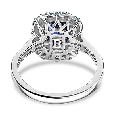 Rhapsody 950 Platinum AAAA Ceylon Blue Sapphire, Paraiba Tourmaline and Diamond (E-F, VS) (0.72 cts) Ring (Size 6.0) (6.80 g) 3.50 ctw