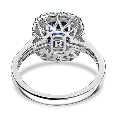 Certified & Appraised Rhapsody AAAA Ceylon Blue Sapphire, Paraiba Tourmaline and E-F VS Diamond 3.50 ctw Ring in 950 Platinum (Size 7.0) 6.80 Grams