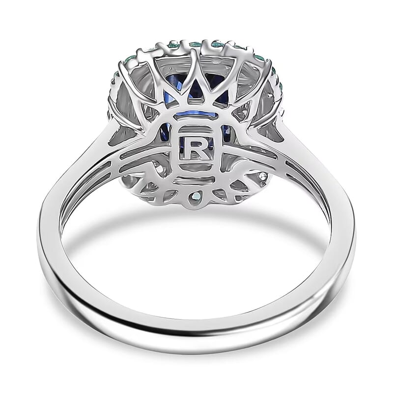 Certified & Appraised Rhapsody AAAA Ceylon Blue Sapphire, Paraiba Tourmaline and E-F VS Diamond 3.50 ctw Ring in 950 Platinum (Size 7.0) 6.80 Grams