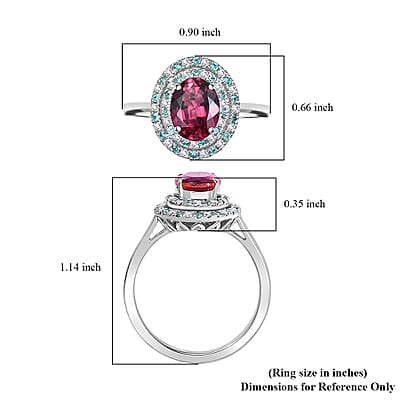 Certified & Appraised Rhapsody AAAA Ouro Fino Rubellite, Paraiba Tourmaline and E-F VS Diamond 2.50 ctw Ring in 950 Platinum (Size 10.0) 6.65 Grams
