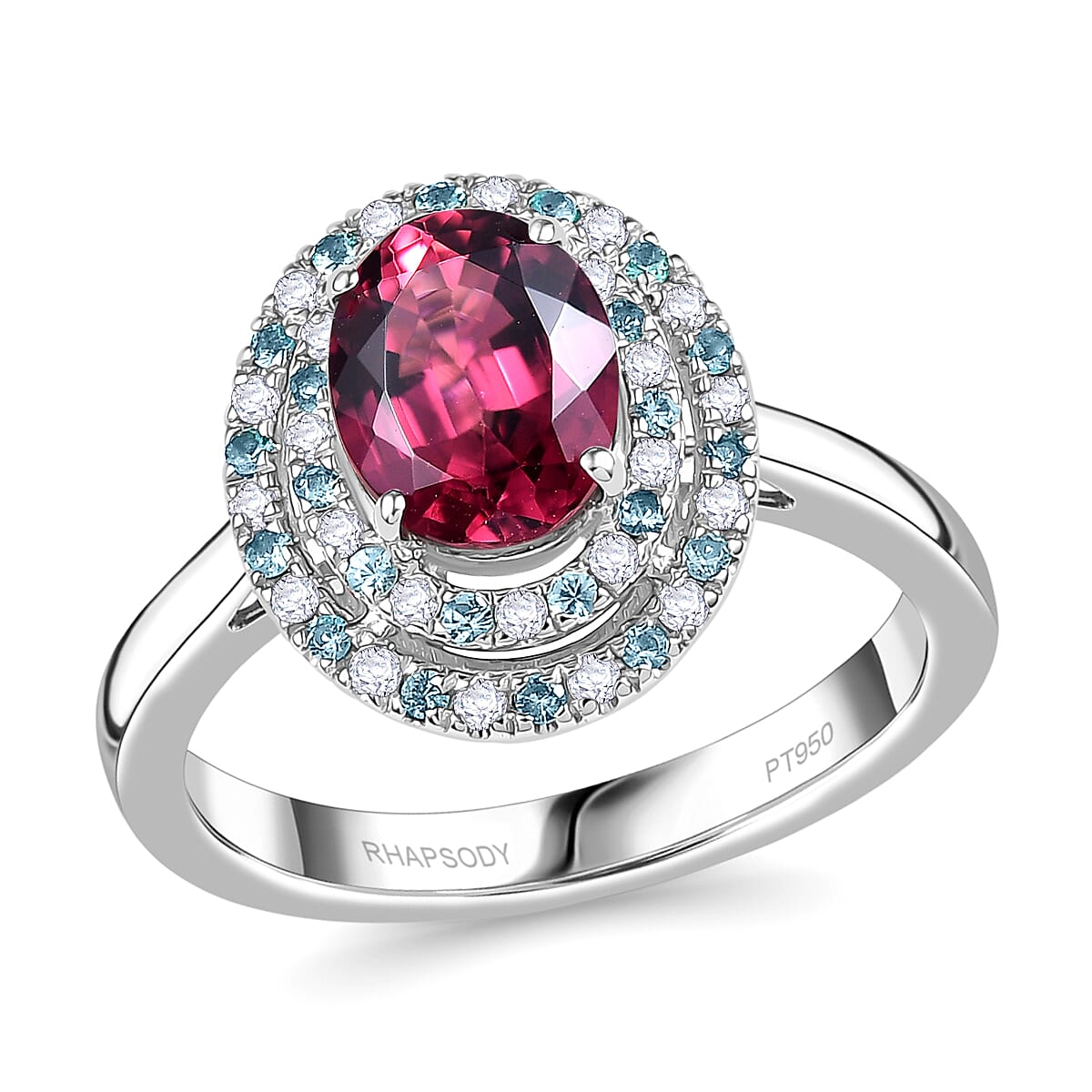Rhapsody 950 Platinum AAAA Ouro Fino Rubellite, Paraiba Tourmaline and Diamond (E-F, VS) (0.22 cts) Ring (Size 10.5) (6.65 g) 2.50 ctw image number 0