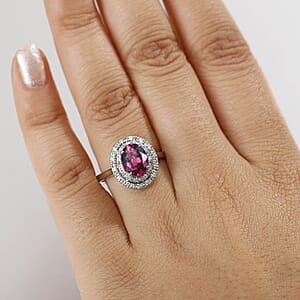 Certified & Appraised Rhapsody 950 Platinum AAAA Ouro Fino Rubellite, Paraiba Tourmaline and Diamond (E-F, VS) (0.22 cts) Ring (Size 11.0) (6.65 g) 2.50 ctw