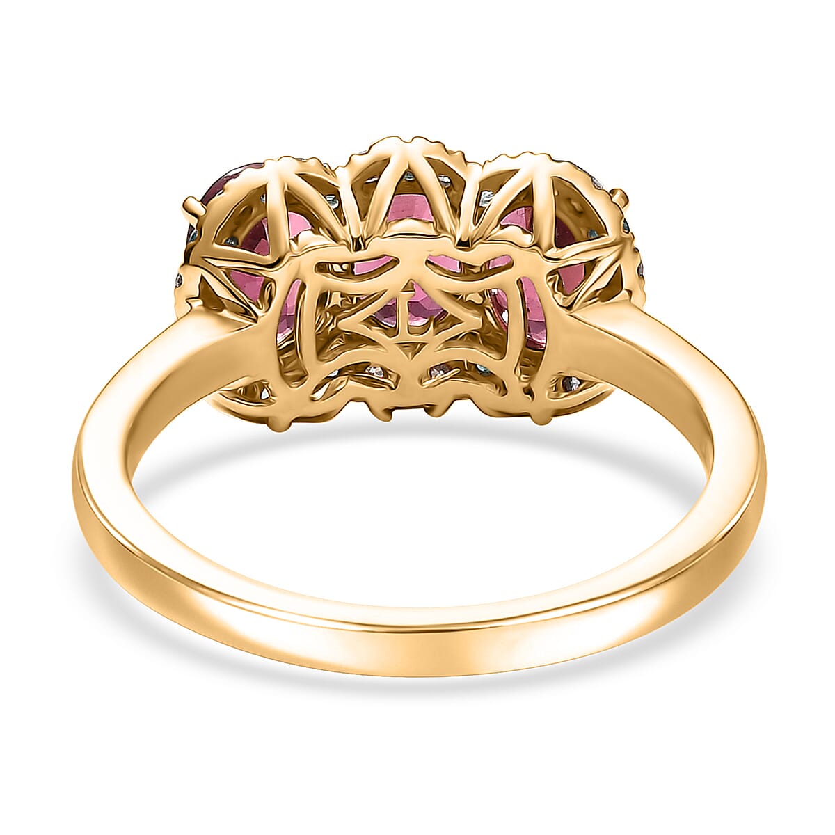 Luxoro 10K Yellow Gold AAA Ouro Fino Rubellite, Paraiba Tourmaline and Diamond (G-H, I2) (0.16 cts) Ring (Size 11.0) 3.00 ctw image number 4