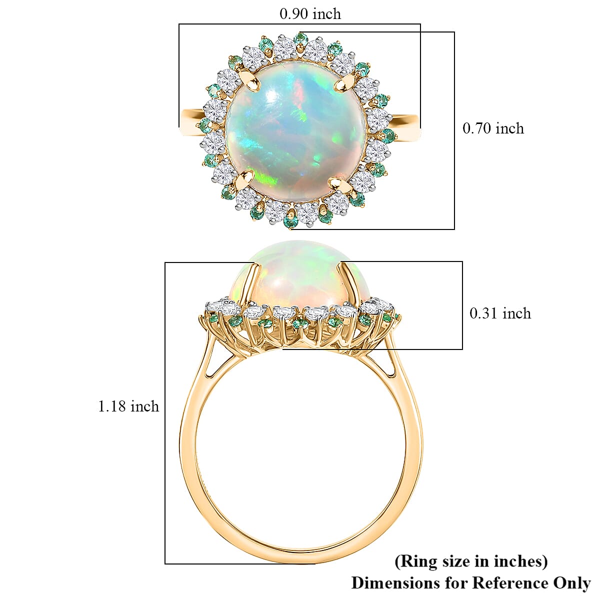 Luxoro 14K Yellow Gold AAA Ethiopian Welo Opal, Paraiba Tourmaline and Diamond (G-H, I2) (0.56 cts) Ring (Size 10.0) 6.00 ctw image number 5