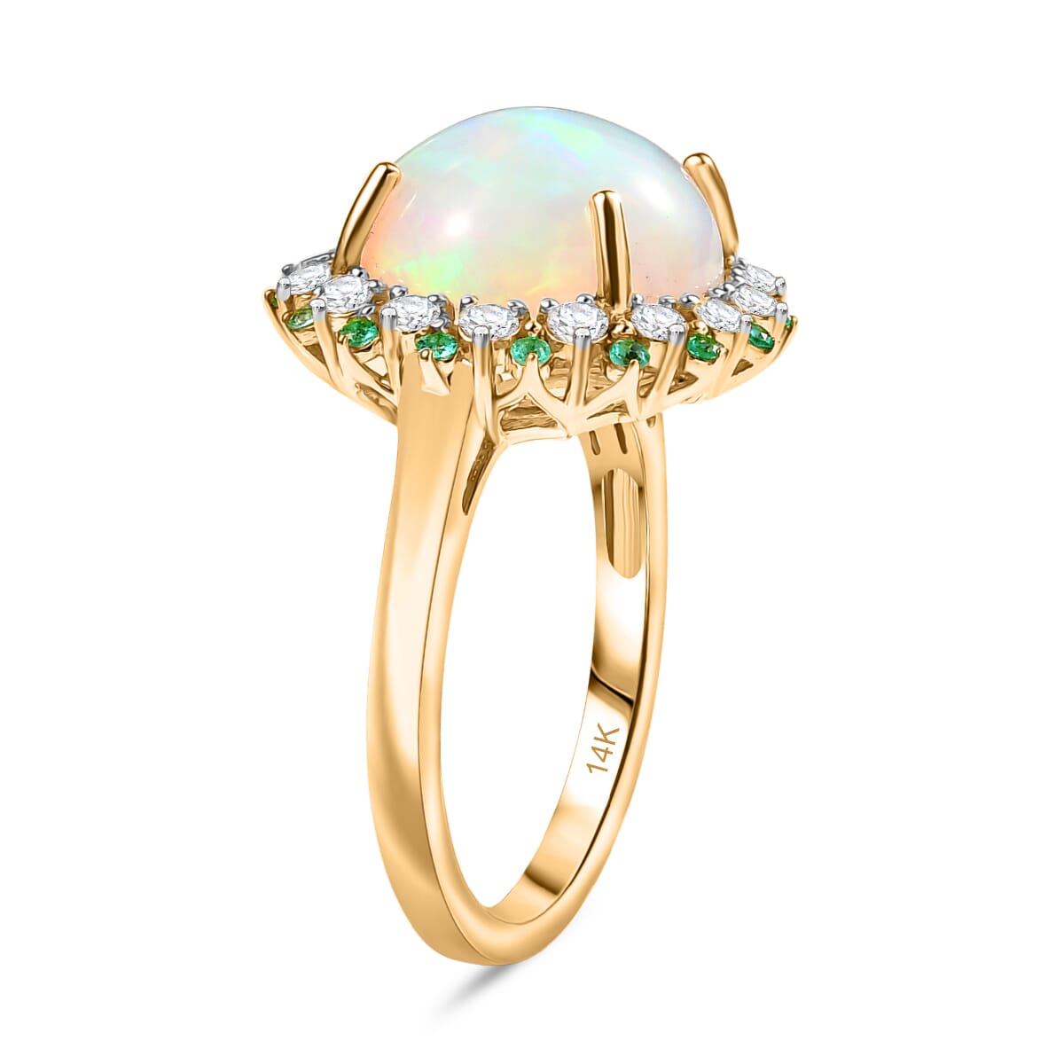 Luxoro 14K Yellow Gold AAA Ethiopian Welo Opal, Paraiba Tourmaline and Diamond (G-H, I2) (0.56 cts) Ring (Size 11.0) 6.00 ctw image number 3