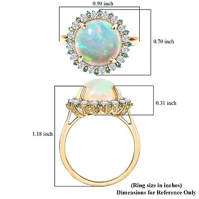 Certified and Appraised Luxoro AAA Ethiopian Welo Opal, Paraiba Tourmaline, Diamond (G-H, I2) Ring in 14K Yellow Gold 6.00 ctw (Size 11.0)