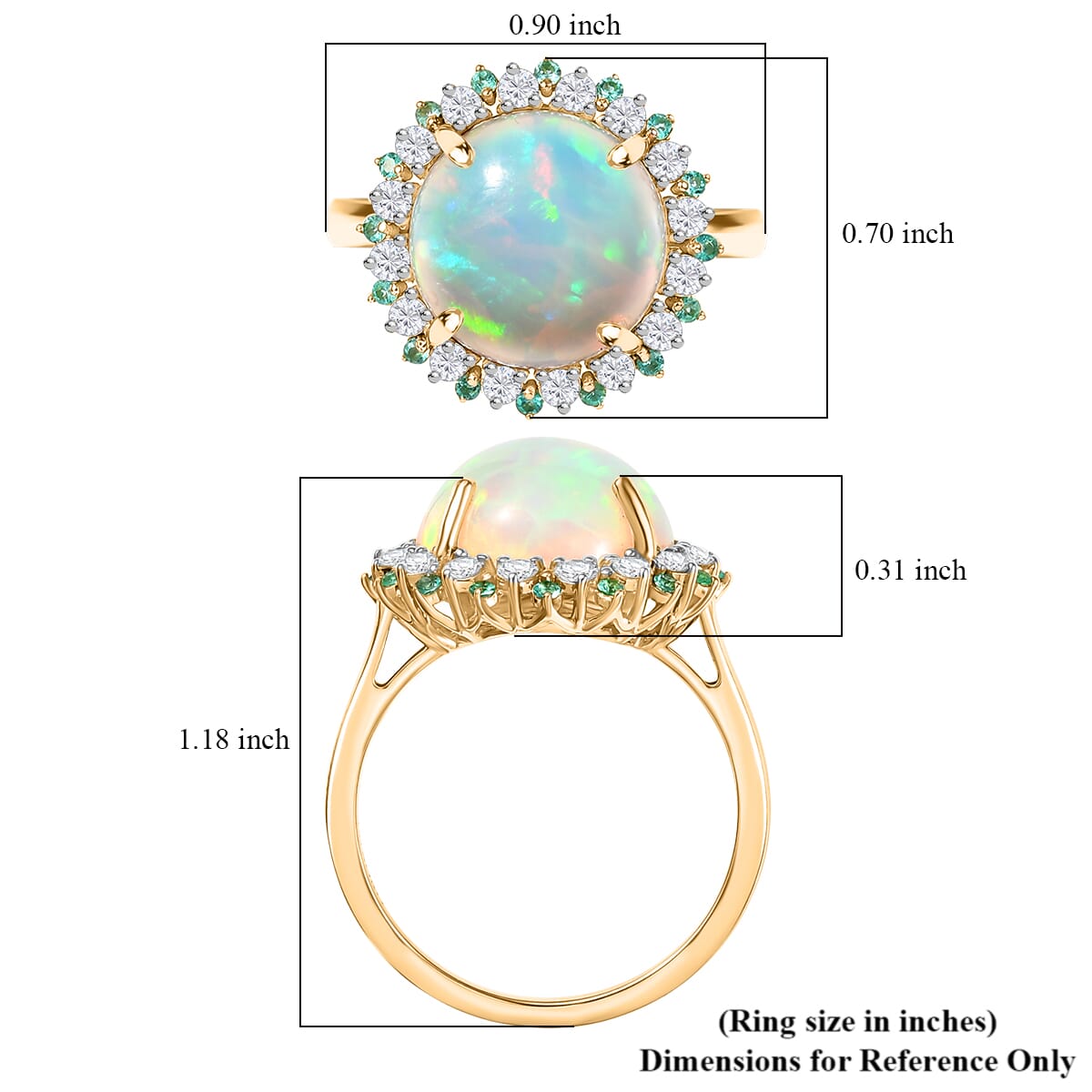 Certified & Appraised Luxoro AAA Ethiopian Welo Opal, Paraiba Tourmaline and G-H I2 Diamond 6.00 ctw Ring in 14K Yellow Gold (Size 6.0) image number 5
