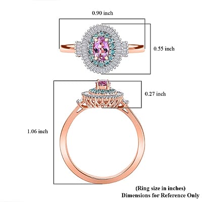 Certified & Appraised Luxoro AAA Imperial Topaz, Paraiba Tourmaline and G-H I2 Diamond 1.00 ctw Ring in 10K Rose Gold (Size 6.0)