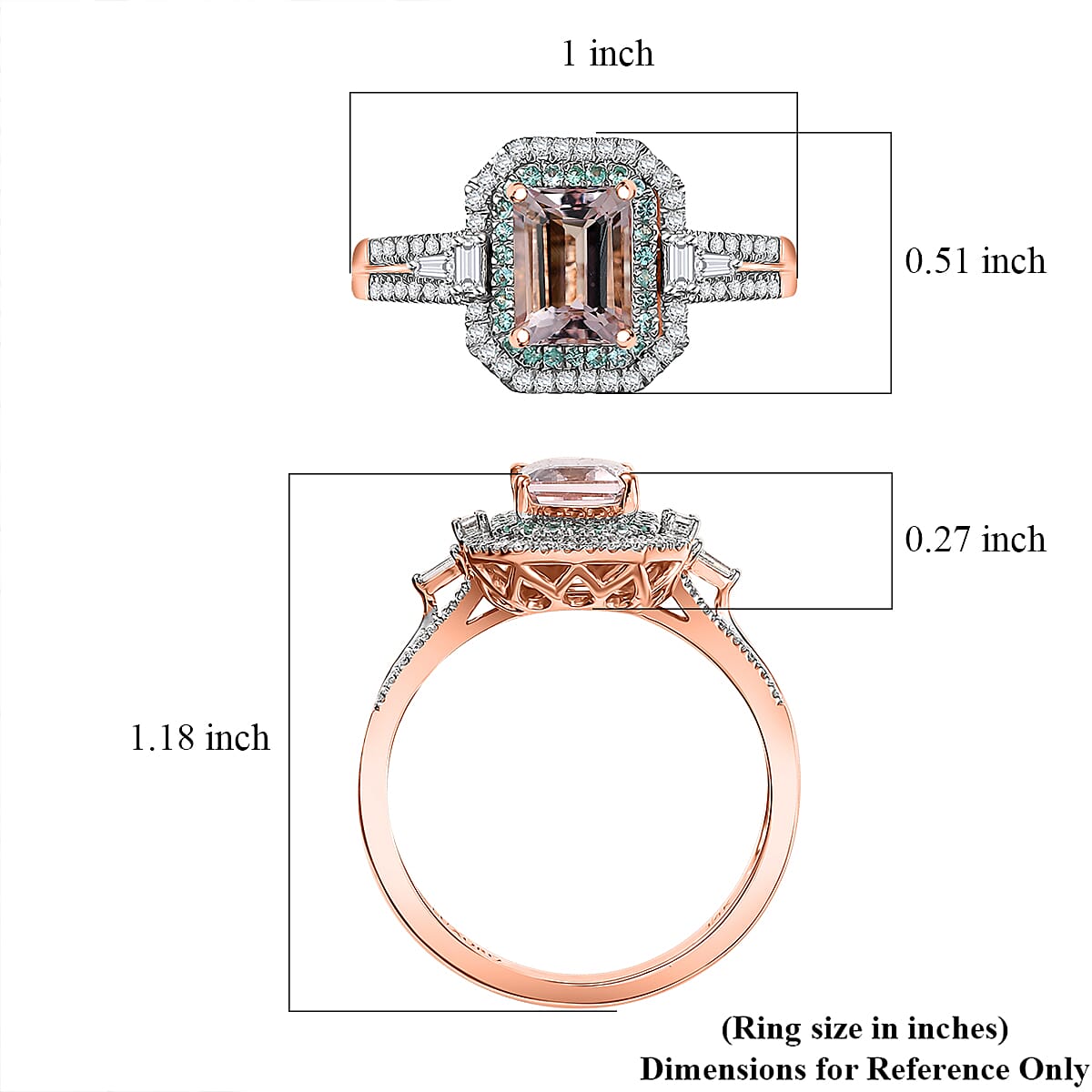 Certified & Appraised Luxoro AAA Pink Morganite, Paraiba Tourmaline and G-H I2 Diamond 2.26 ctw Ring in 14K Rose Gold (Size 6.5) image number 5