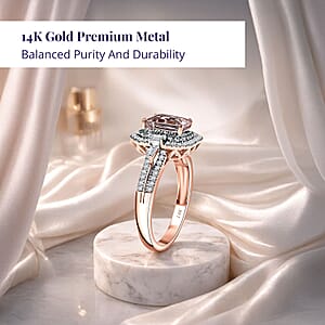 Certified & Appraised Luxoro AAA Pink Morganite, Paraiba Tourmaline and G-H I2 Diamond 2.26 ctw Ring in 14K Rose Gold (Size 8.5)