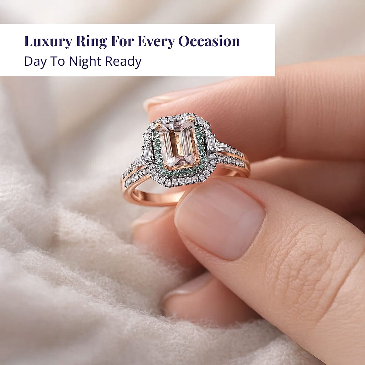 Certified & Appraised Luxoro AAA Pink Morganite, Paraiba Tourmaline and G-H I2 Diamond 2.26 ctw Ring in 14K Rose Gold (Size 9.0) image number 4