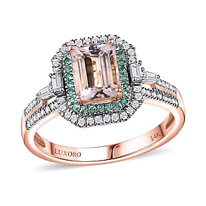 Certified & Appraised Luxoro AAA Pink Morganite, Paraiba Tourmaline and G-H I2 Diamond 2.26 ctw Ring in 14K Rose Gold (Size 9.5)