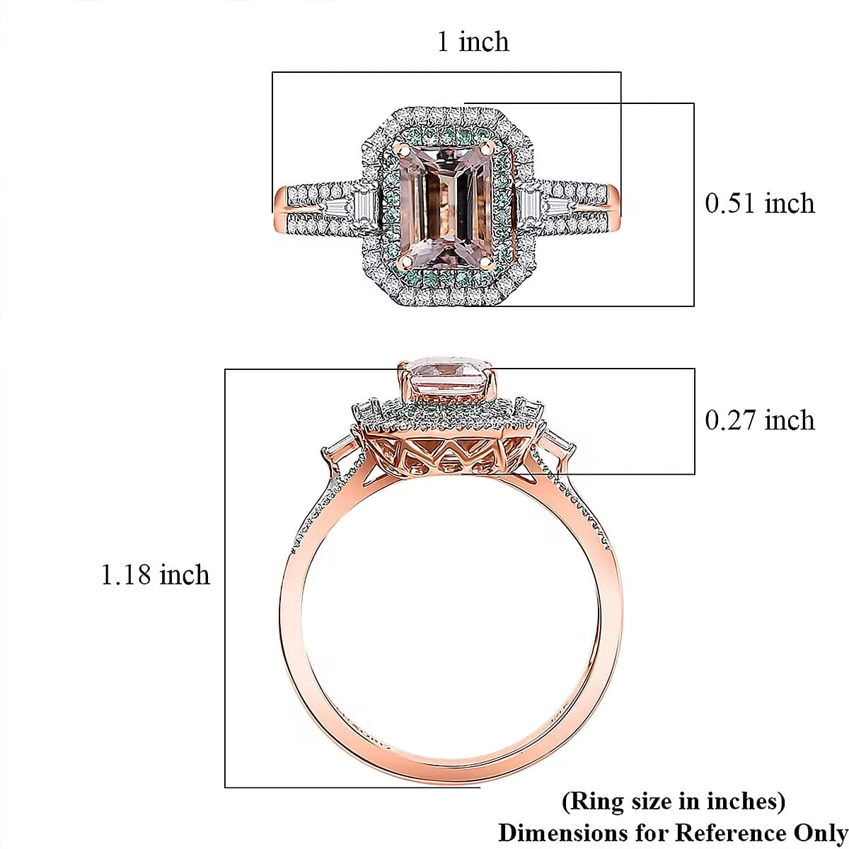 Certified & Appraised Luxoro AAA Pink Morganite, Paraiba Tourmaline and G-H I2 Diamond 2.26 ctw Ring in 14K Rose Gold (Size 9.5) image number 5