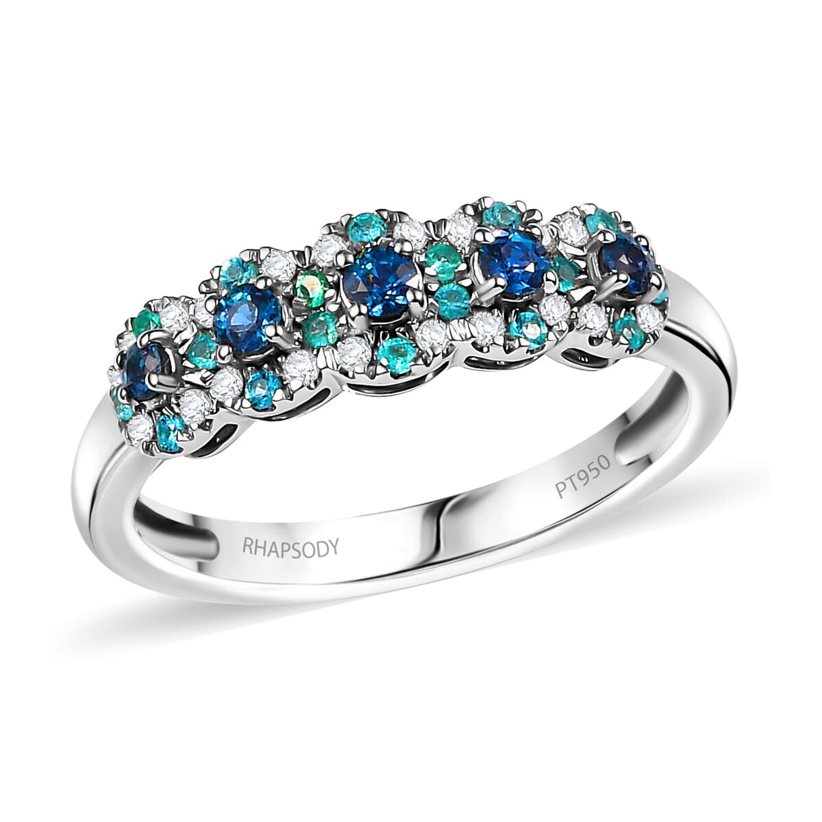 Certified & Appraised Rhapsody 950 Platinum AAAA Narsipatnam Alexandrite, Paraiba Tourmaline and Diamond (E-F, VS2) Ring (Size 10.0) (Del. in 10-12 Days) 0.65 ctw image number 0