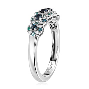Rhapsody 950 Platinum AAAA Narsipatnam Alexandrite, Paraiba Tourmaline and Diamond (E-F, VS2) Ring (Size 7.5) 0.65 ctw