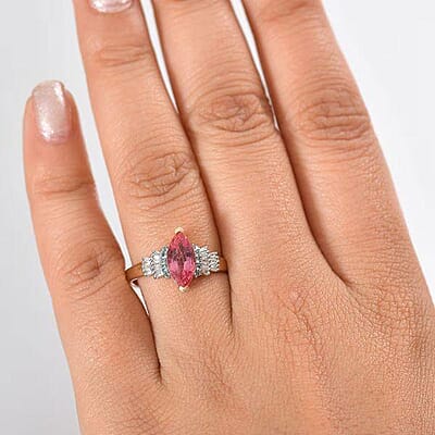 Certified & Appraised Luxoro 14K Yellow Gold AAAA Padparadscha Sapphire, Paraiba Tourmaline and Diamond (G-H, I2) Ring (Size 10.0) 2.00 ctw