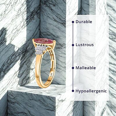 Certified & Appraised Luxoro 14K Yellow Gold AAAA Padparadscha Sapphire, Paraiba Tourmaline and Diamond (G-H, I2) Ring (Size 10.0) 2.00 ctw