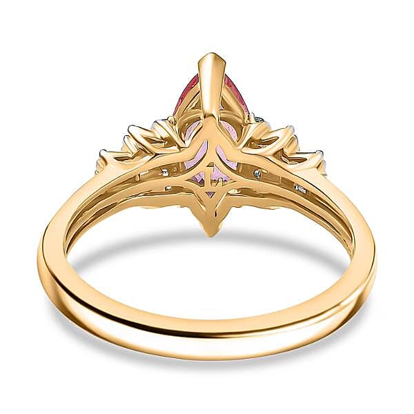 Certified & Appraised Luxoro 14K Yellow Gold AAAA Padparadscha Sapphire, Paraiba Tourmaline and Diamond (G-H, I2) Ring (Size 10.0) 2.00 ctw