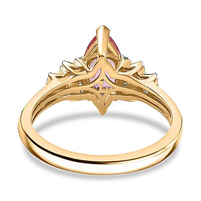 Certified & Appraised Luxoro 14K Yellow Gold AAAA Padparadscha Sapphire, Paraiba Tourmaline and Diamond (G-H, I2) Ring (Size 10.0) 2.00 ctw